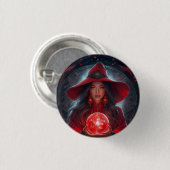Red Witch With Crystal Ball And Amazing Background Ronde Button 3,2 Cm (Voorkant /achterkant)