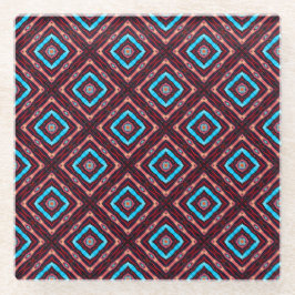 Red With Blue Diamond Glazen Onderzetter