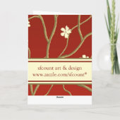 Red with Flowering Branches Holiday Card Feestdagen Kaart (Achterkant)