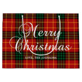 Red with Green and Gold Christmas Plaid Groot Cadeauzakje (Voorkant)