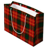 Red with Green and Gold Christmas Plaid Groot Cadeauzakje (Achterkant Gekanteld)