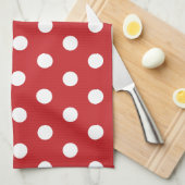 Red with Solid White Dot Style Theedoek (Quarter Fold)