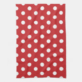 Red with Solid White Dot Style Theedoek (Verticaal)