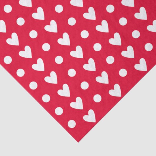 Red With White Tiny Doodle Hearts & Polka Dots Tissuepapier (Detail)