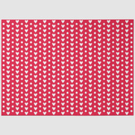 Red With White Tiny Doodle Hearts & Polka Dots Tissuepapier