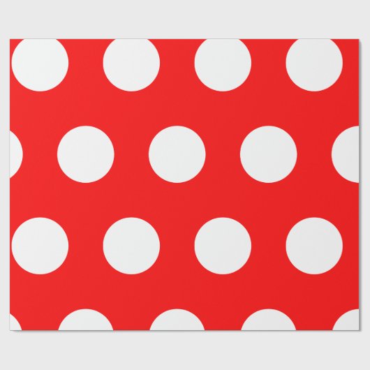 Red | Witte grote polka stippen Cadeaupapier (Vlak)