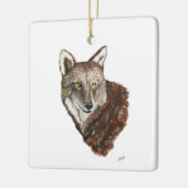 Red Wolf Keramisch Ornament (Links)