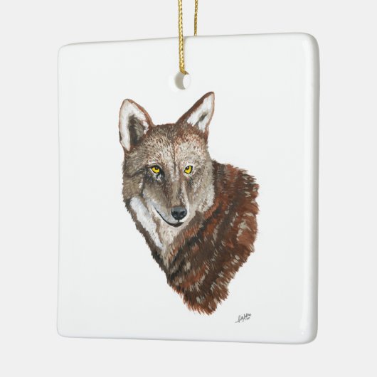 Red Wolf Keramisch Ornament (Links)