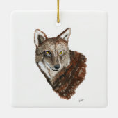 Red Wolf Keramisch Ornament (Achterkant)