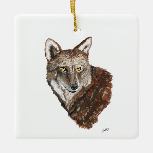 Red Wolf Keramisch Ornament (Voorkant)