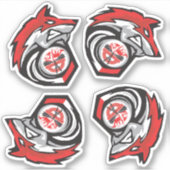Red Wolf Sheet van 4 schoollogo's Sticker (Voorkant)