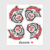 Red Wolf Sheet van 4 schoollogo's Sticker (Vel)
