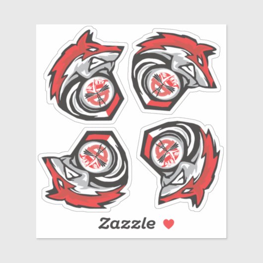 Red Wolf Sheet van 4 schoollogo's Sticker (Vel)