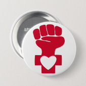 Red Woman Power met hartsymbool Ronde Button 7,6 Cm (Voorkant /achterkant)