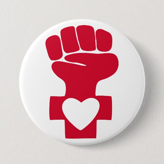 Red Woman Power met hartsymbool Ronde Button 7,6 Cm (Voorkant)