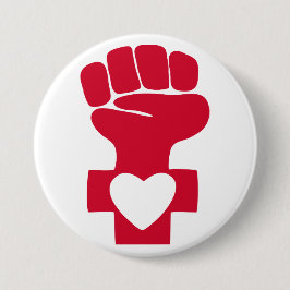 Red Woman Power met hartsymbool Ronde Button 7,6 Cm