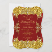 Red Women Birthday Gold Glitter Diamond Kaart (Voorkant)