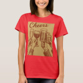 Red Women's Cheers Drinks Toasting T-Shirt (Voorkant)
