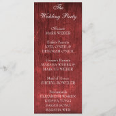 Red Wood Heart Rustic Wedding Programme Programmakaart (Achterkant)