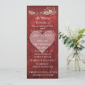 Red Wood Heart Rustic Wedding Programme Programmakaart (Staand voorkant)