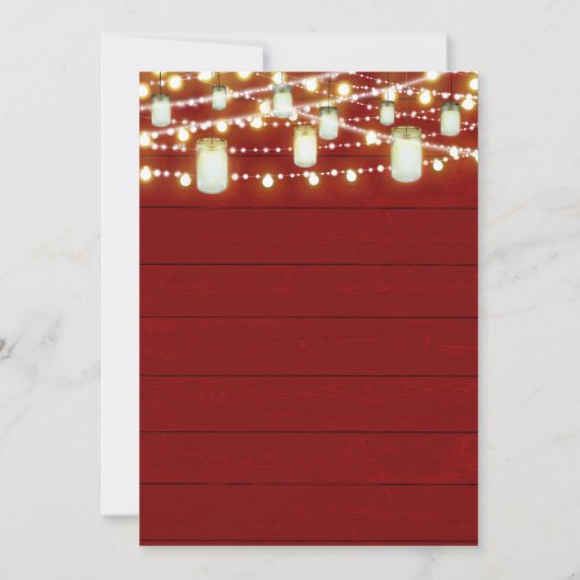 Red Wood & String Lights Land Rustic Sweet 16 Kaart (Achterkant)