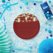 Red Wood & String Lights Land Rustic Sweet 16 Papieren Bordje (Feest)