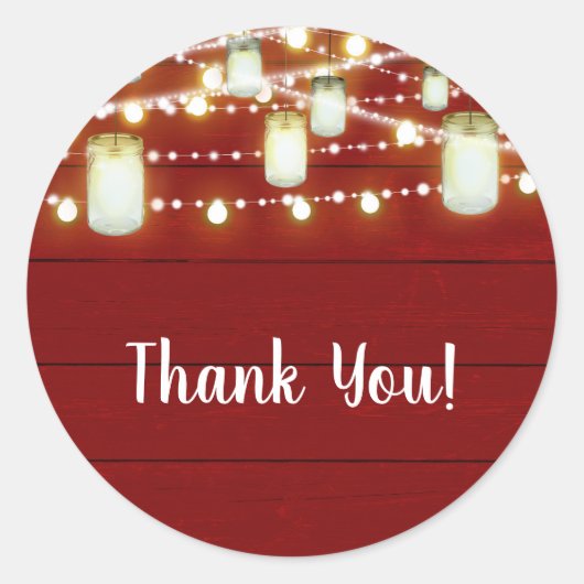 Red Wood & String Lights Land Rustic Sweet 16 Ronde Sticker (Voorkant)