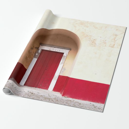 RED WOODEN DEUR CADEAUPAPIER (Uitgerold)