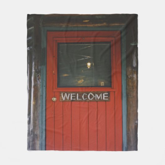 RED WOODEN GESLOTEN DEUR FLEECE DEKEN (Voorkant)