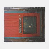RED WOODEN GESLOTEN DEUR FLEECE DEKEN (Voorkant (Horizontaal))