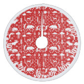 Red Woodland Deer Beer Tracks Merry Kerstry Fleece Kerstboom Rok (Voorkant)