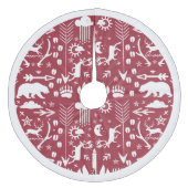 Red Woodland Deer Beer Tracks Merry Kerstry Fleece Kerstboom Rok (Voorkant)