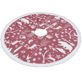 Red Woodland Deer Beer Tracks Merry Kerstry Fleece Kerstboom Rok (Gekanteld)