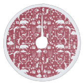 Red Woodland Fox Deer Beer Merry Kerstry Fleece Kerstboom Rok (Voorkant)