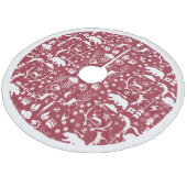 Red Woodland Fox Deer Beer Merry Kerstry Fleece Kerstboom Rok (Gekanteld)