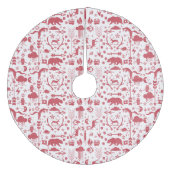 Red Woodland Fox Deer Beer Merry Kerstry Fleece Kerstboom Rok (Voorkant)