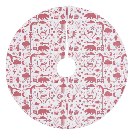 Red Woodland Fox Deer Beer Merry Kerstry Fleece Kerstboom Rok (Voorkant)