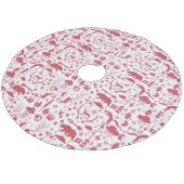 Red Woodland Fox Deer Beer Merry Kerstry Fleece Kerstboom Rok (Gekanteld)