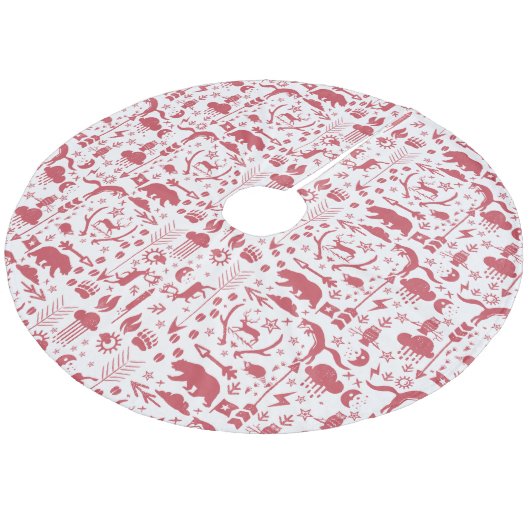 Red Woodland Fox Deer Beer Merry Kerstry Fleece Kerstboom Rok (Gekanteld)