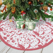 Red Woodland Fox Deer Beer Merry Kerstry Fleece Kerstboom Rok