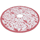 Red Woodland Fox Deer Beer Merry Kerstry Fleece Kerstboom Rok (Gekanteld)