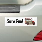 Red Woody Wagon is zeker gek. Bumpersticker (Op auto)