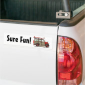 Red Woody Wagon is zeker gek. Bumpersticker (Op Truck)