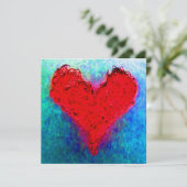 Red Wool Love Heart Knitting Crochet Kaart (Staand voorkant)