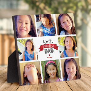 Red World's Greatest Dad Moderne 8-fotocollage Fotoplaat
