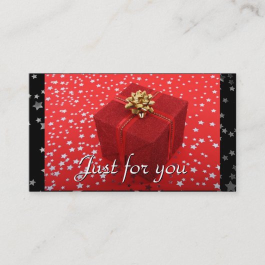 Red Wrapped Gift Stars Business Cadeaubonnen Kortingskaartje (Voorkant)