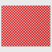 Red Wrapping Paper and White Love Hearts Pattern Cadeaupapier (Vlak)