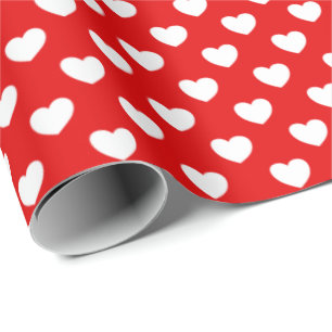 Red Wrapping Paper and White Love Hearts Pattern Cadeaupapier