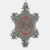 Red Wreath Couple's Initialen Ornament (Links)