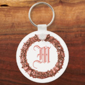 Red Wreath Monogrammed Sleutelhanger (Voorkant)